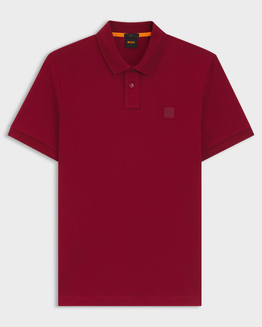 BOSS Orange Passenger Mens Stretch-Cotton Slim-Fit Polo Shirt with Logo Patch - Medium Red 614
