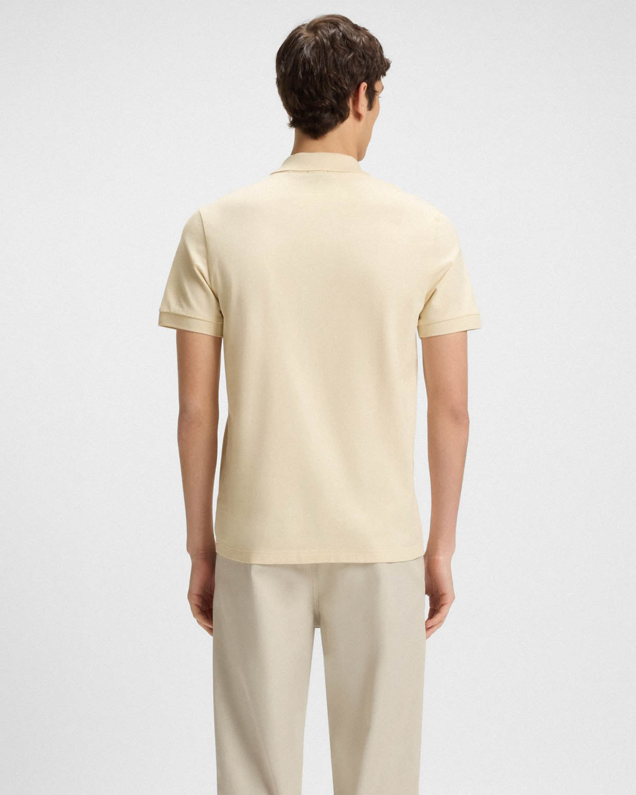 BOSS Orange Passenger Mens Stretch-Cotton Slim-Fit Polo Shirt with Logo Patch - Open Yellow 767