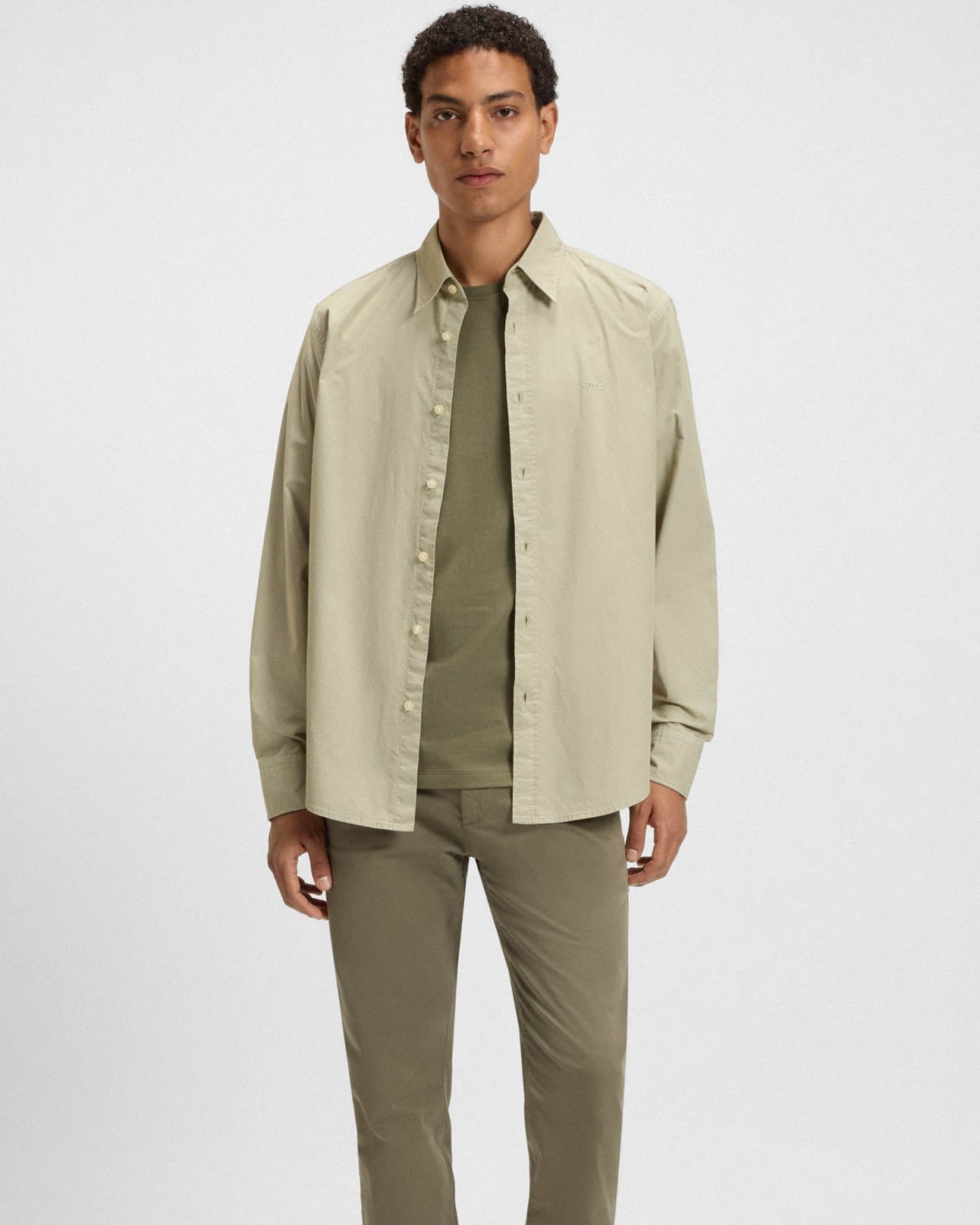 BOSS Orange Tales Mens Cotton-Jersey T-shirt With Logo Patch - Open Green 342