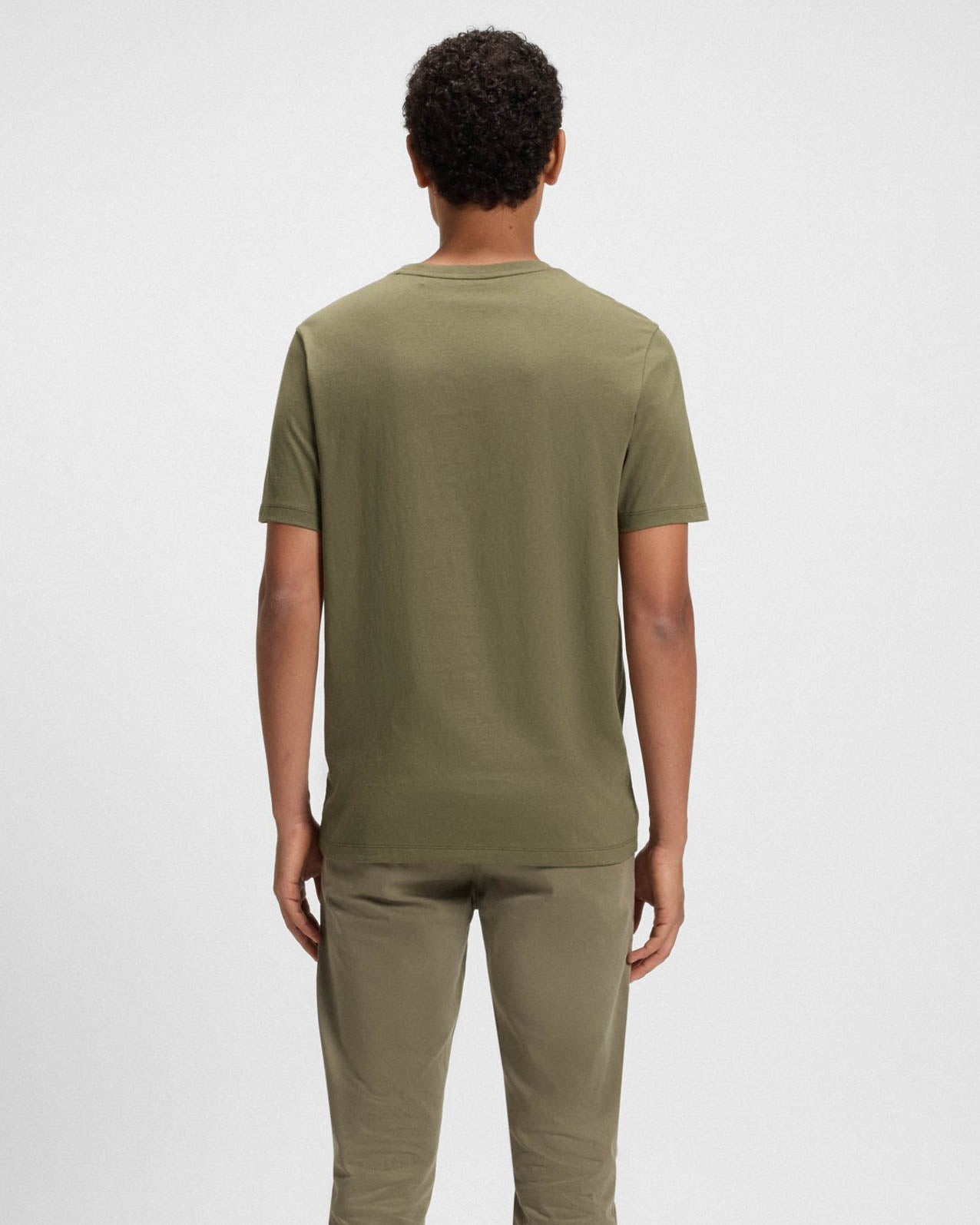 BOSS Orange Tales Mens Cotton-Jersey T-shirt With Logo Patch - Open Green 342