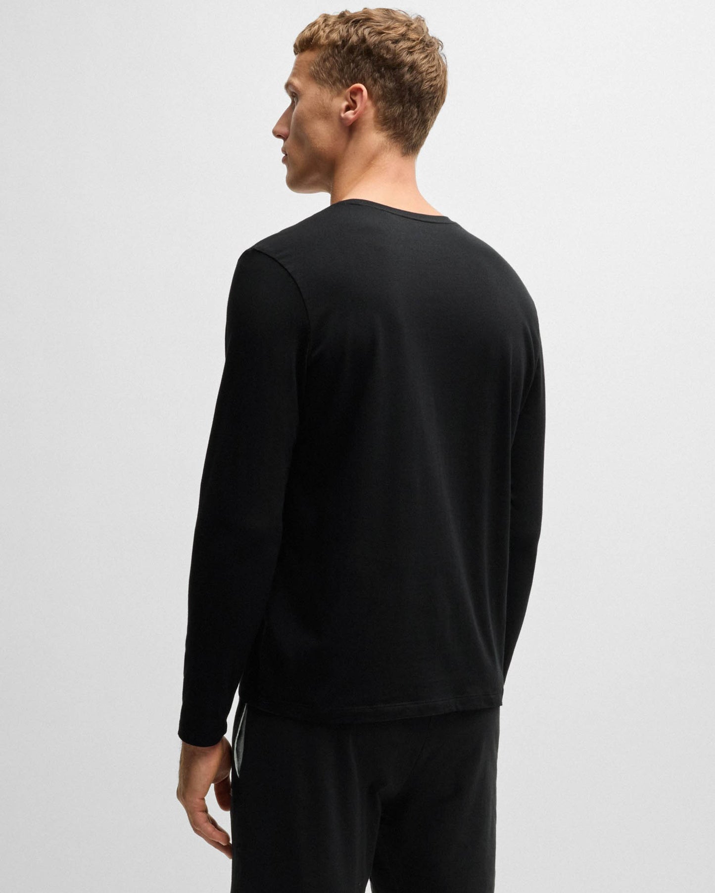 BOSS Orange Mix&Match Mens Long Sleeve Stretch-Cotton T-Shirt with Embroidered Logo - Black 001