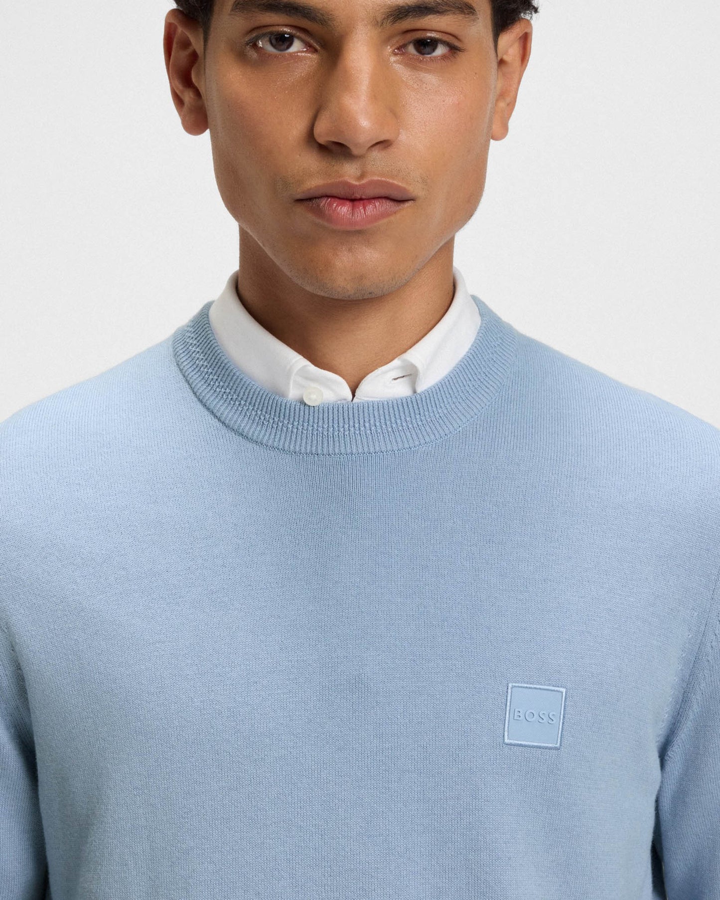 BOSS Orange Kanovano Mens Crew Neck Jumper - Open Blue 470