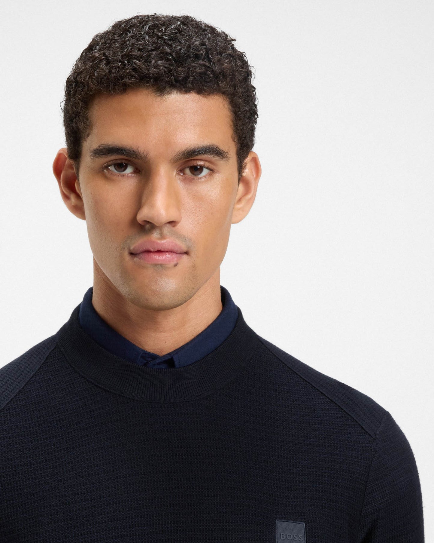 BOSS Orange Anion S Mens Crew Neck Jumper - Dark Blue 404