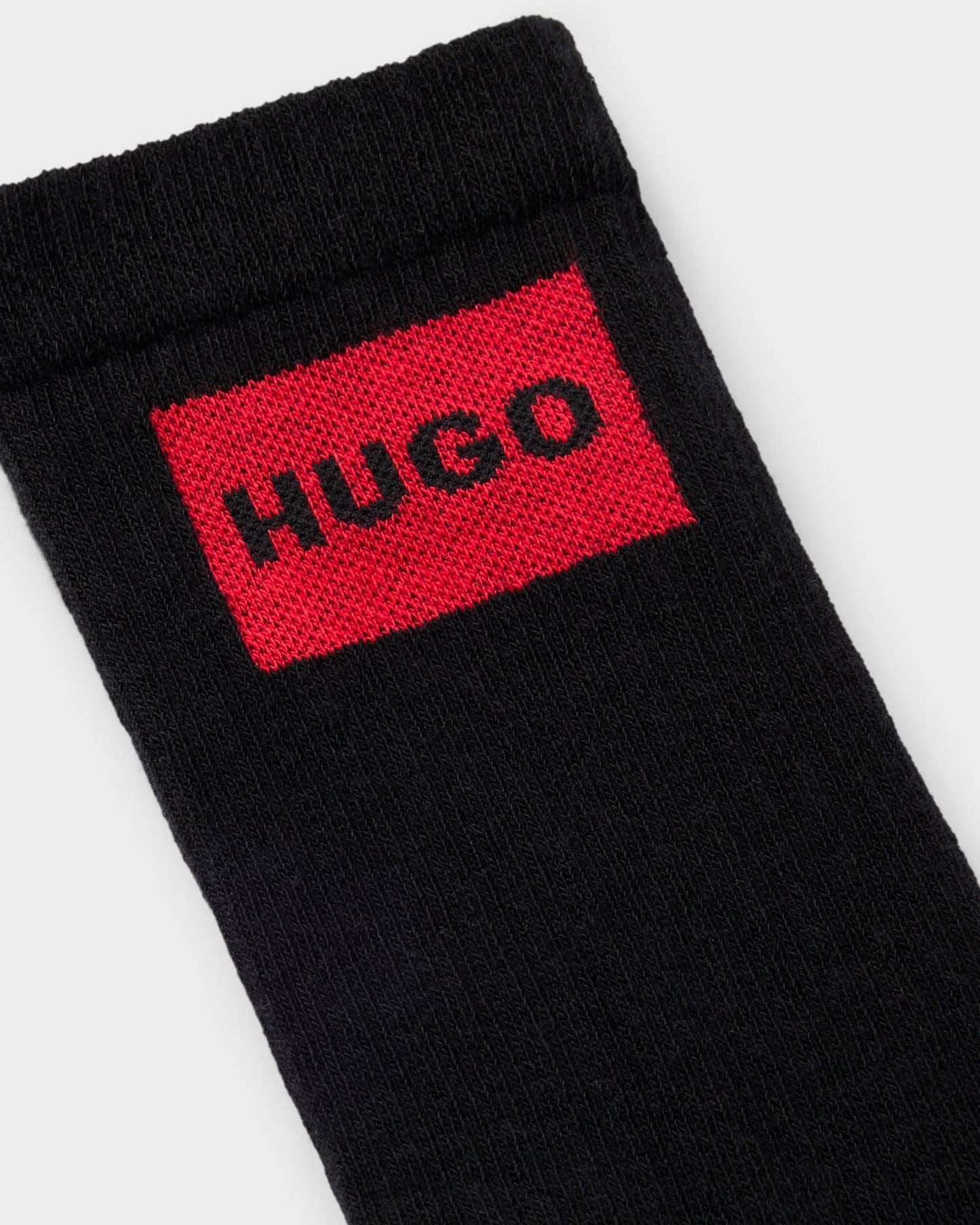 HUGO 3-Pack Quarter Length Combed Cotton Ribbed Mens Socks - Black 001