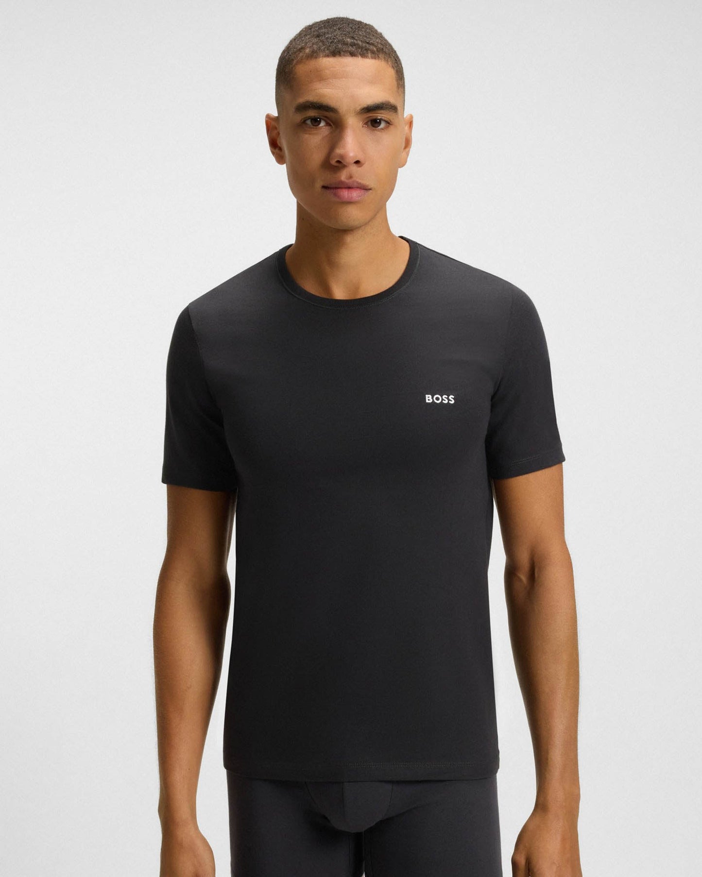 BOSS Orange Mens Three-Pack of Cotton Underwear T-Shirts with Logo Embroidery - Green/Black/Grey 983