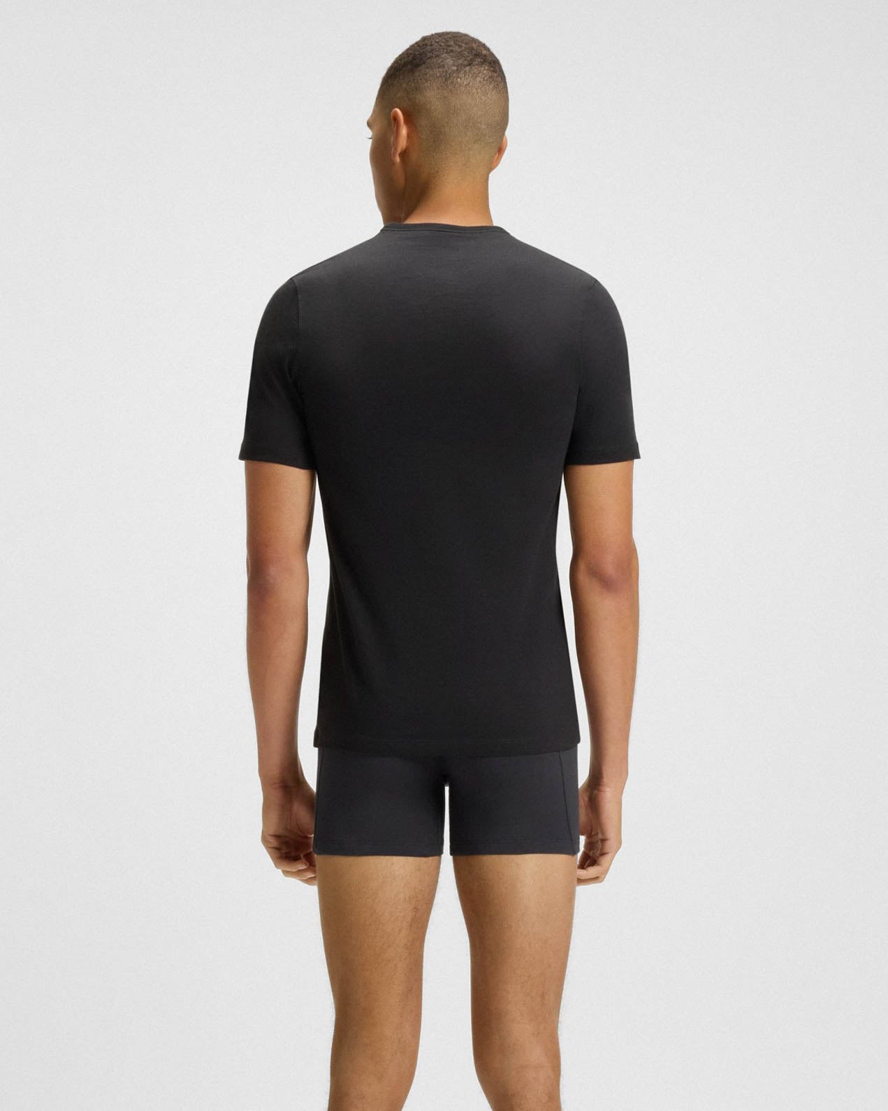 BOSS Orange Mens Three-Pack of Cotton Underwear T-Shirts with Logo Embroidery - Green/Black/Grey 983