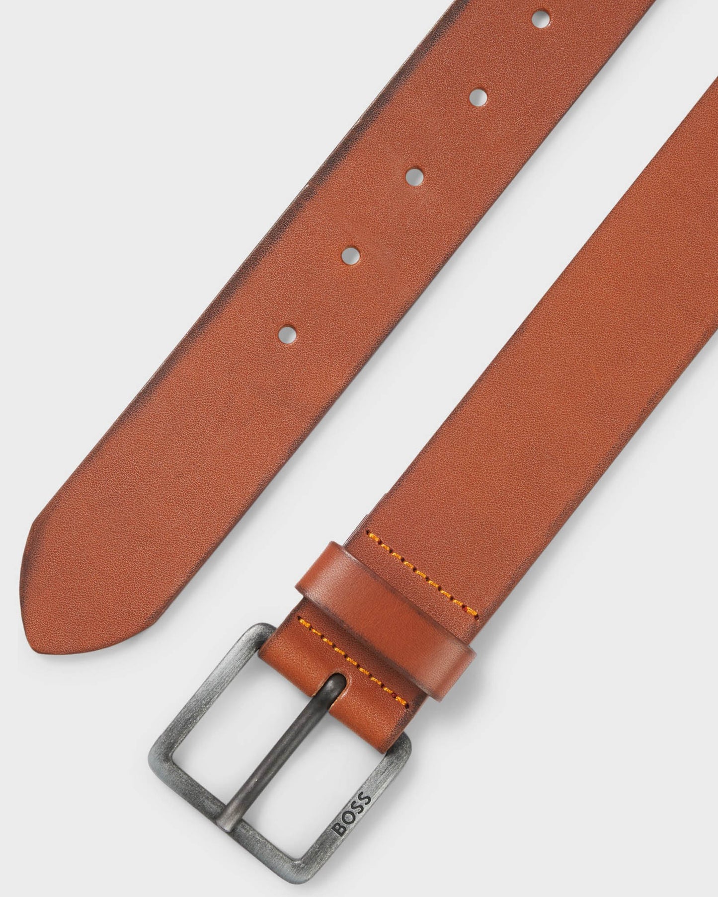 BOSS Orange Jeeko Mens Leather Belt with Logo Buckle - Medium Brown 210