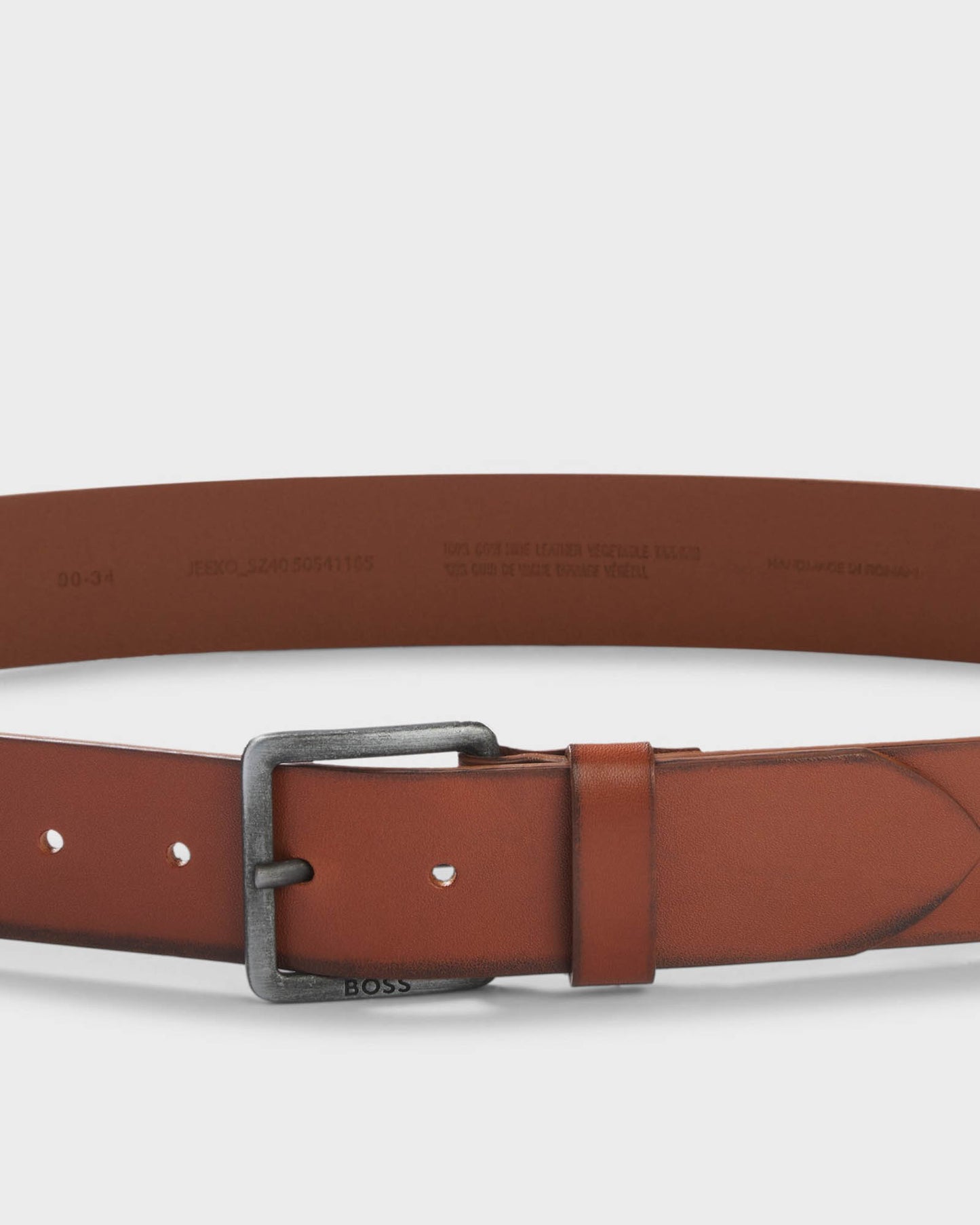 BOSS Orange Jeeko Mens Leather Belt with Logo Buckle - Medium Brown 210