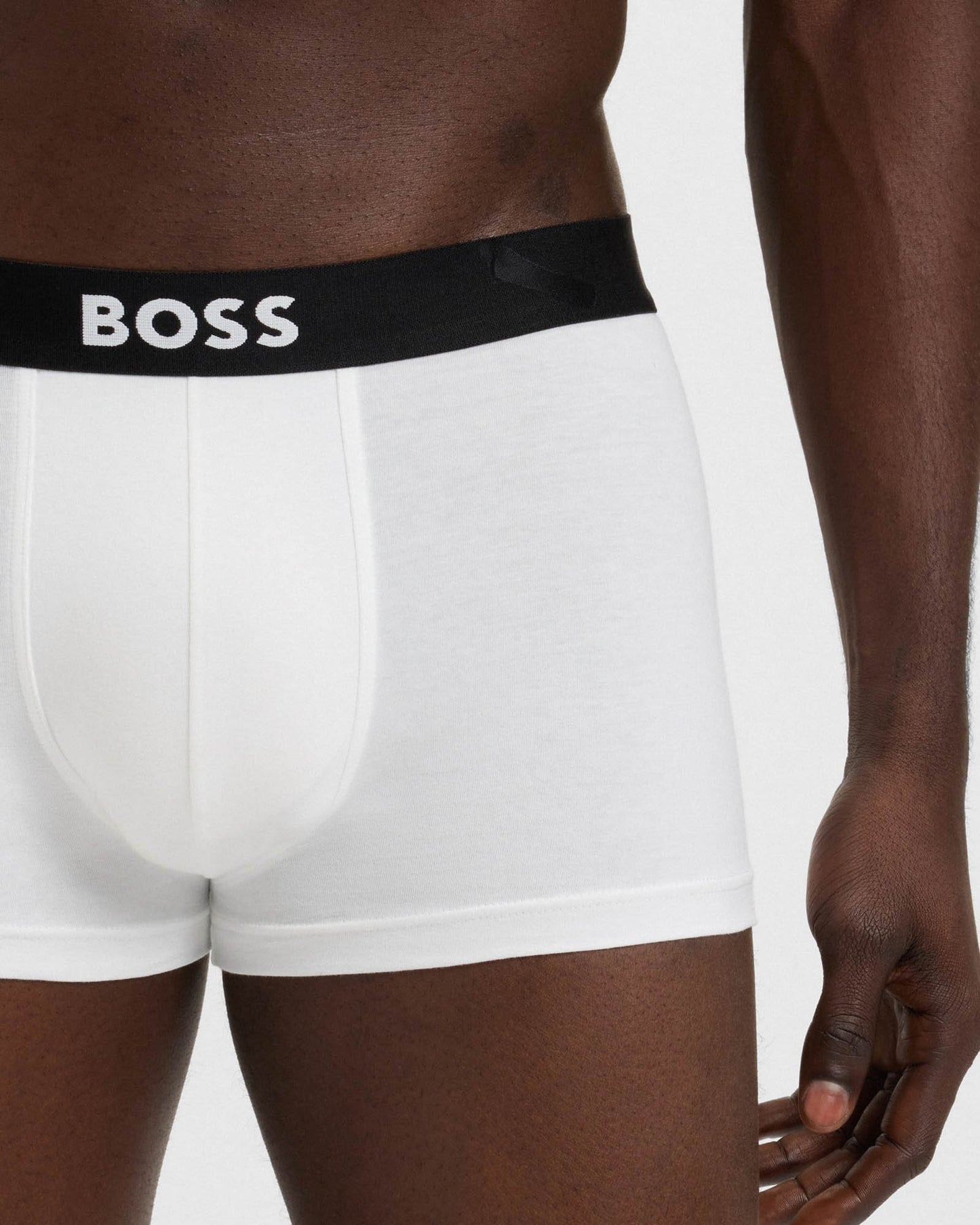 BOSS Orange 3-Pack Mens Stretch-Cotton Trunks with Logo Waistbands - White/Grey/Black 999