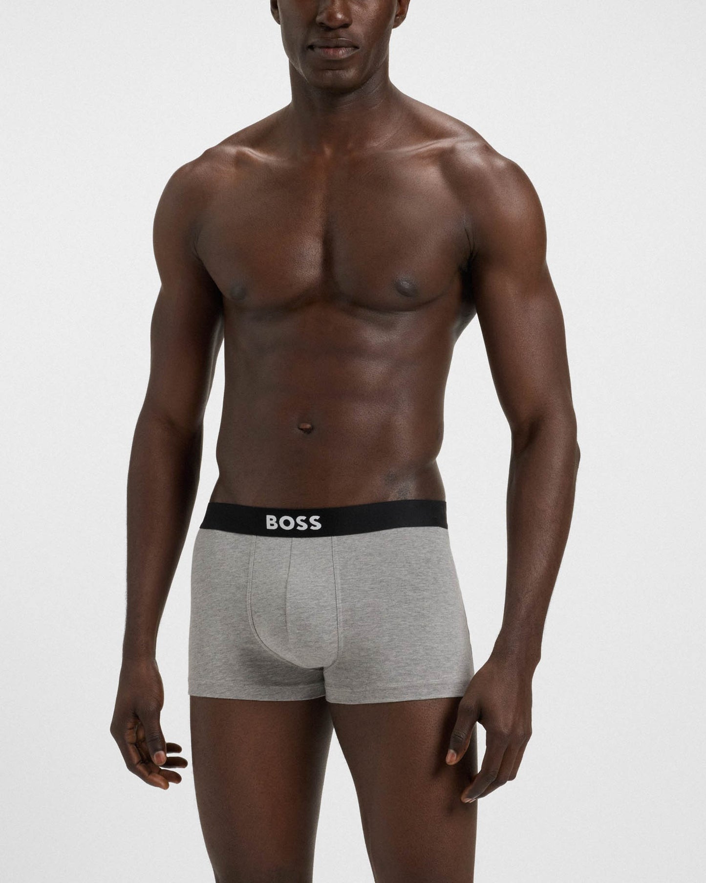 BOSS Orange 3-Pack Mens Stretch-Cotton Trunks with Logo Waistbands - White/Grey/Black 999