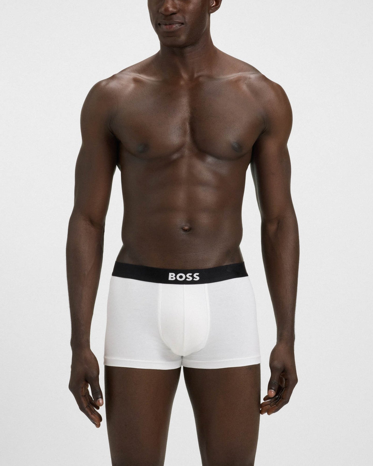 BOSS Orange 3-Pack Mens Stretch-Cotton Trunks with Logo Waistbands - White/Grey/Black 999