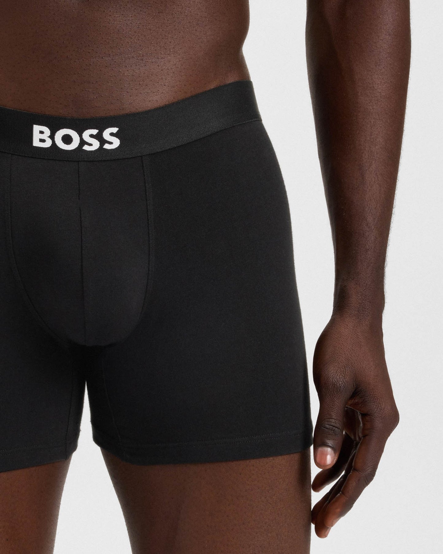 BOSS Orange 3-Pack Mens Stretch Cotton Boxer Briefs - Black 001