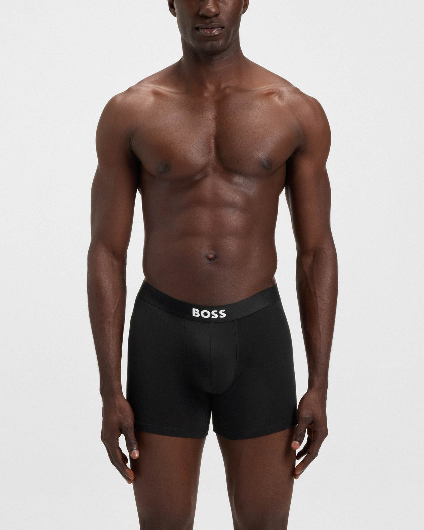 BOSS Orange 3-Pack Mens Stretch Cotton Boxer Briefs - Black 001