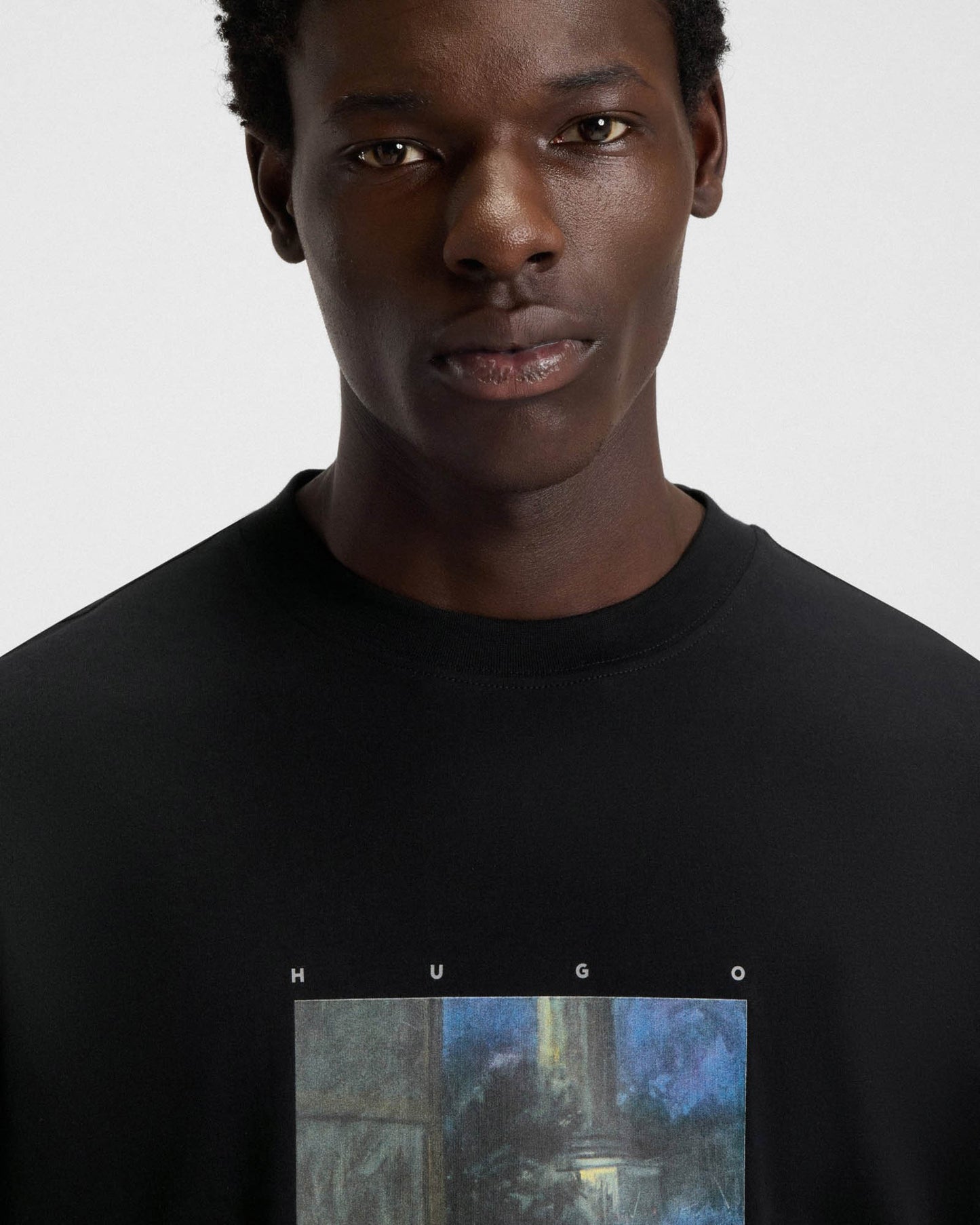 HUGO x apoh Dabolos Mens Cotton-Jersey T-Shirt with Ballerina Artwork  - Black 001