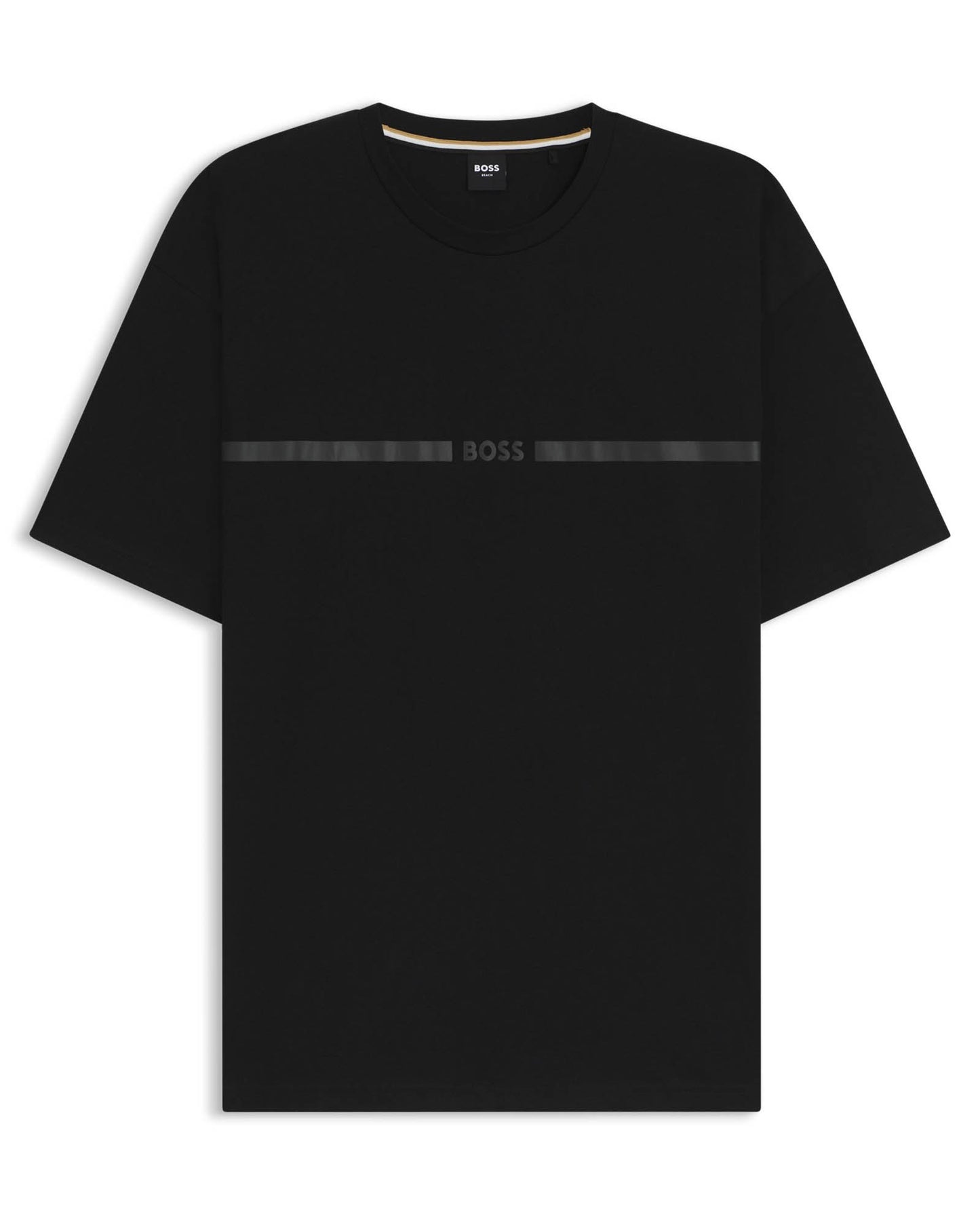 BOSS Orange Mens Metallic Stripe Logo T-Shirt - Black 005