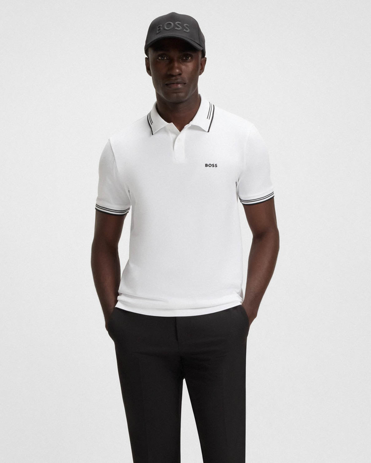 BOSS Green Paul Mens Short Sleeve Polo Shirt With Contrast Tipping - Natural 107