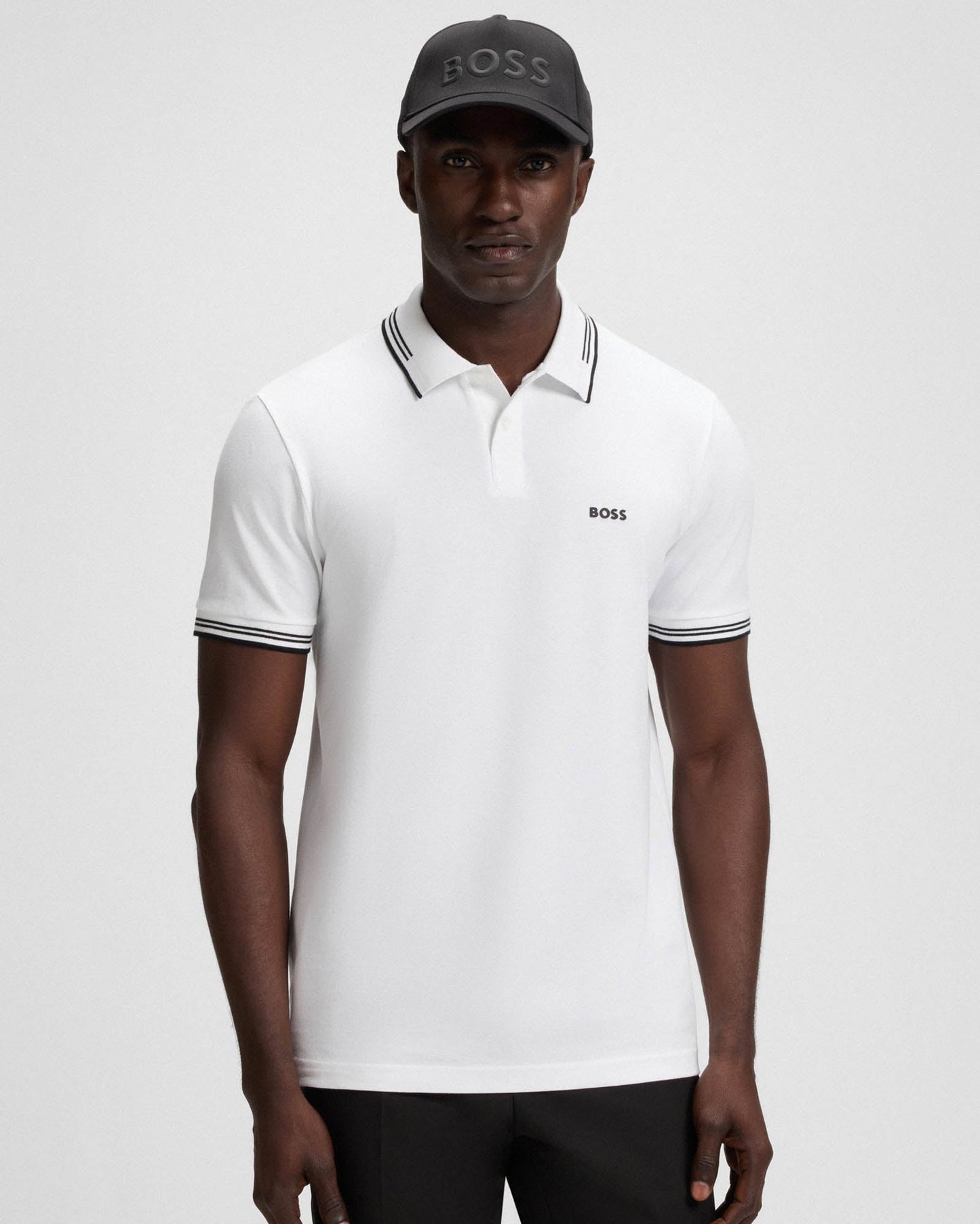 BOSS Green Paul Mens Short Sleeve Polo Shirt With Contrast Tipping - Natural 107