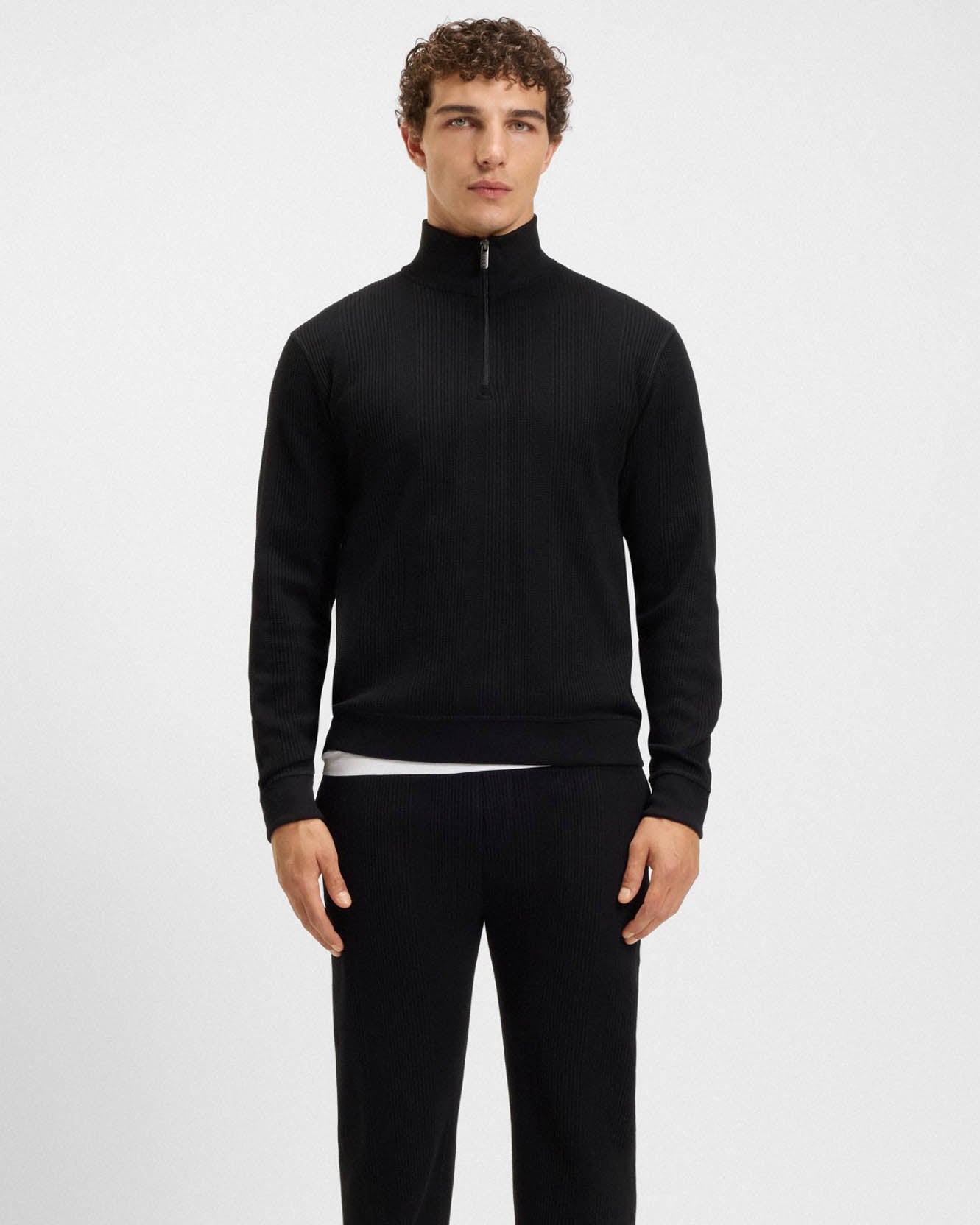 BOSS Orange Structure Mens 1/4 Zip Loungewear Top - Black 001