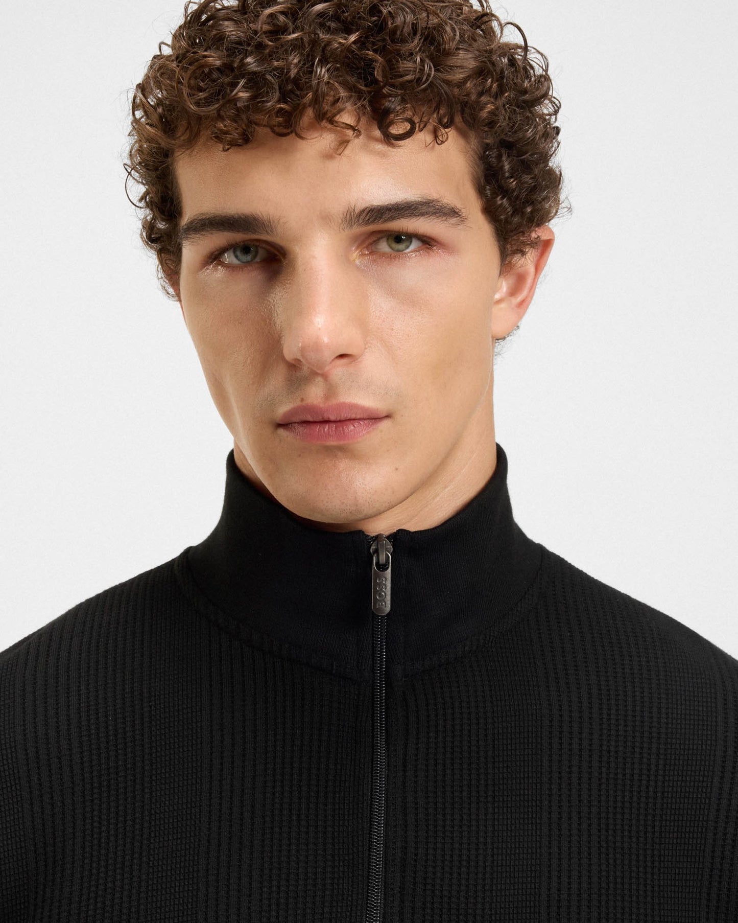 BOSS Orange Structure Mens 1/4 Zip Loungewear Top - Black 001