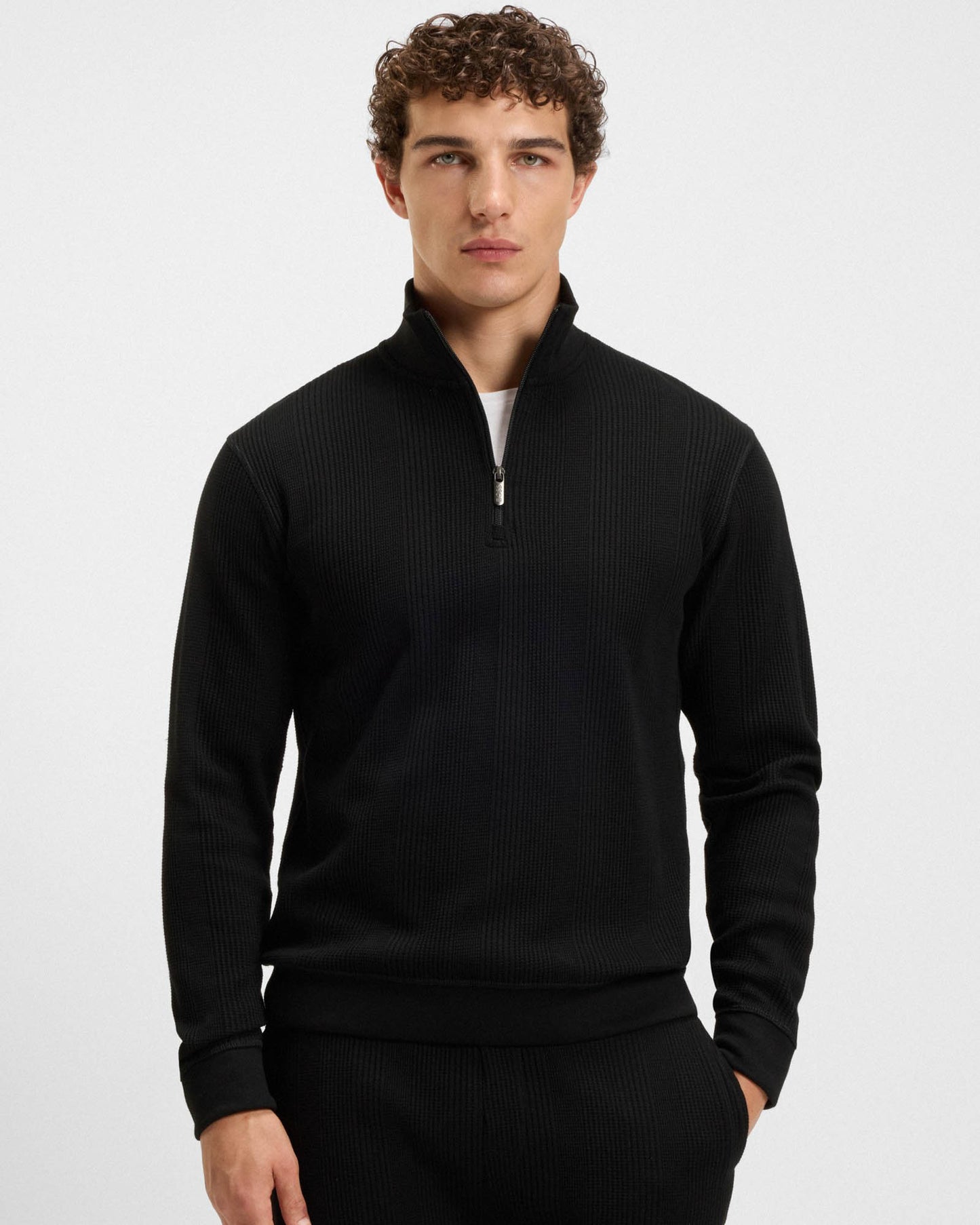 BOSS Orange Structure Mens 1/4 Zip Loungewear Top - Black 001
