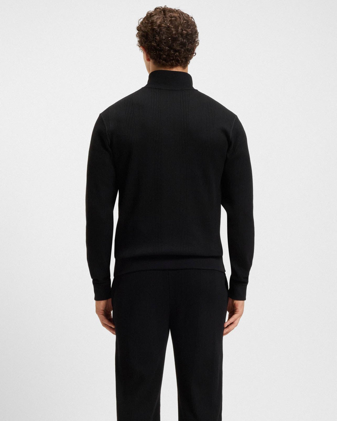 BOSS Orange Structure Mens 1/4 Zip Loungewear Top - Black 001