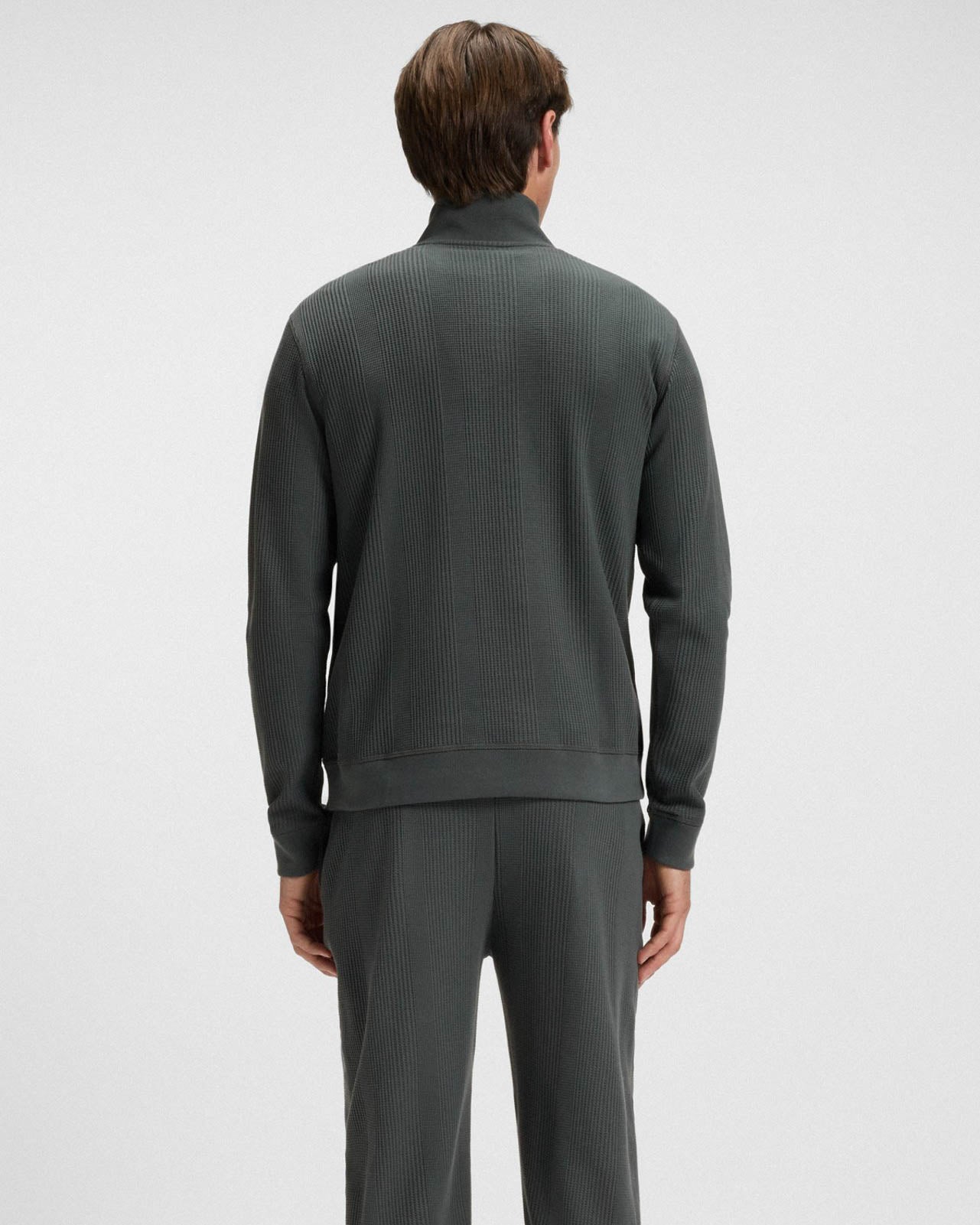 BOSS Orange Structure Mens 1/4 Zip Loungewear Top - Open Green 345