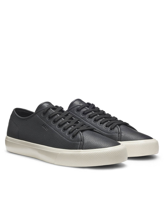 BOSS Orange Aiden Tenn Mens Low Top Trainers in Grained Faux Leather - Black 002