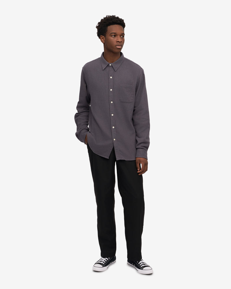 Colorful Standard Mens Organic Flannel Shirt - Lava Grey