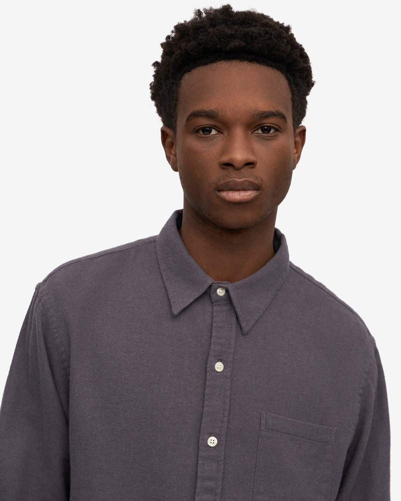 Colorful Standard Mens Organic Flannel Shirt - Lava Grey