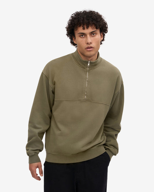 Colorful Standard Organic Quarter Zip Sweatshirt - Dusty Olive
