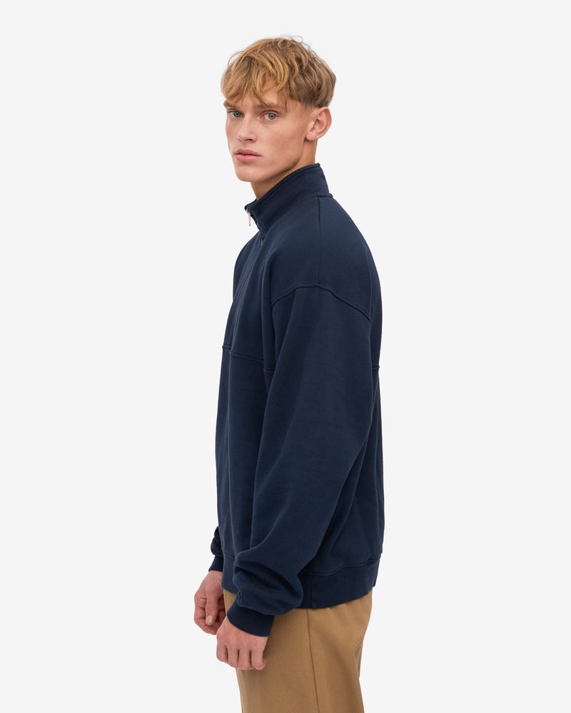 Colorful Standard Organic Quarter Zip Sweatshirt - Navy Blue