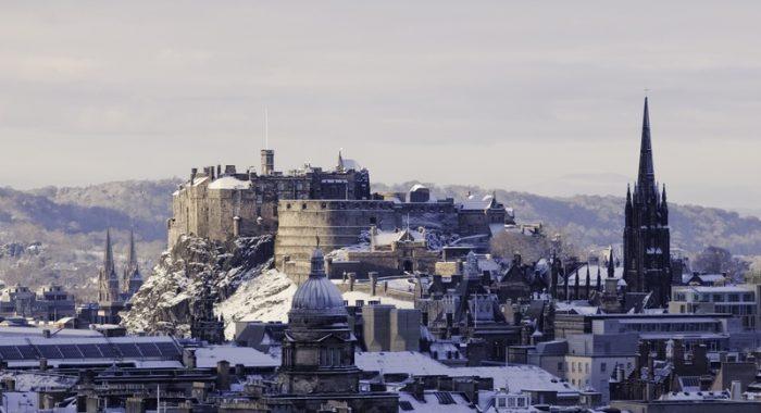 Edinburgh Castle covered in snow 