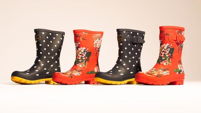 Joules wellies sat in a row