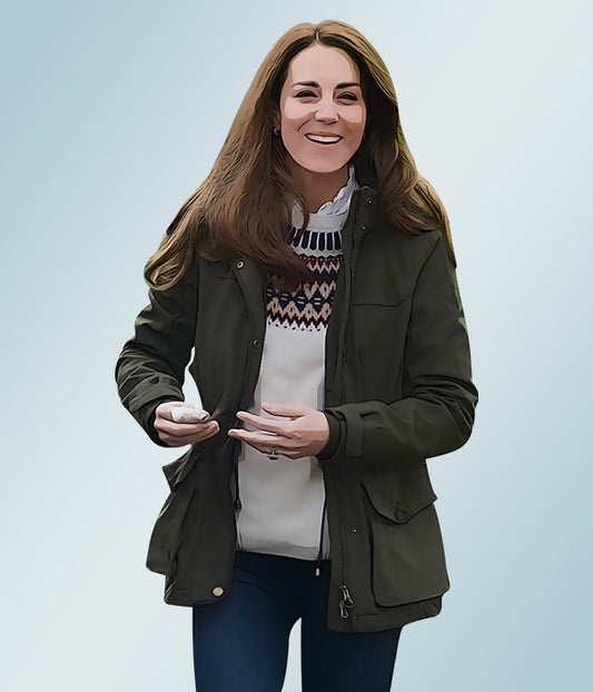 anan illustration of Kate Middelton wearing Barbour