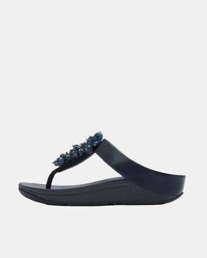 FitFlop Womens Fino Bead-Cluster Toe-Post Sandals - Midnight Navy 399