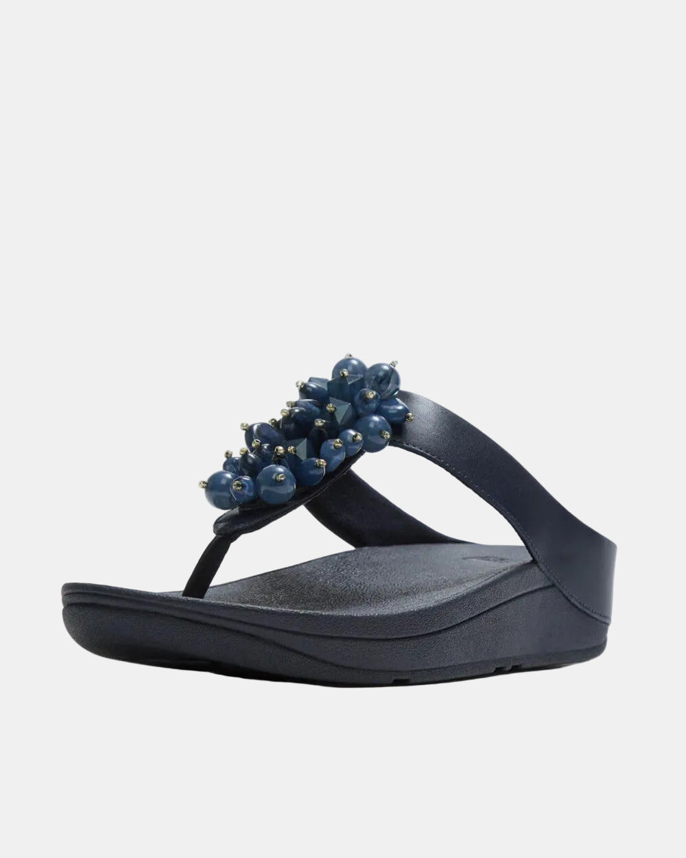 FitFlop Womens Fino Bead-Cluster Toe-Post Sandals - Midnight Navy 399