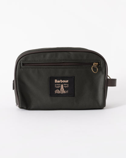 Barbour Wax Mens Washbag - Olive/Beacon