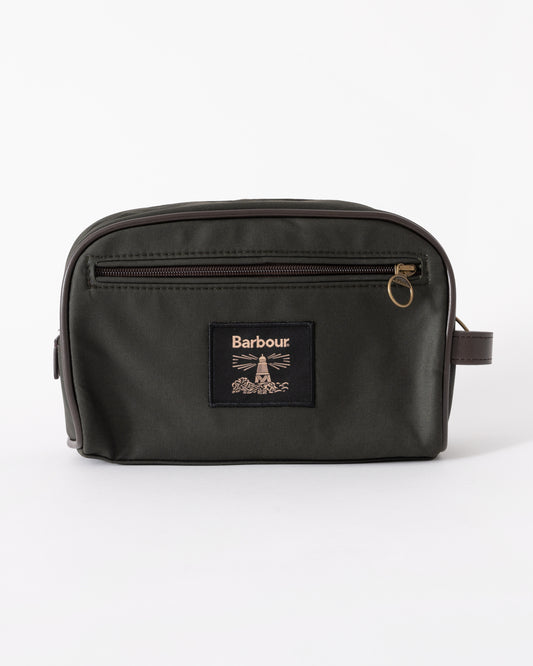 Barbour Wax Mens Washbag - Olive/Beacon