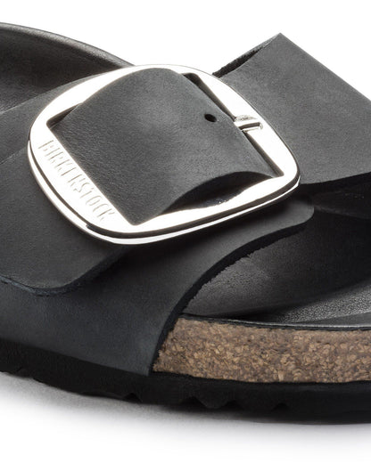 Birkenstock Madrid Big Buckle Oiled Leather Womens Sandals - Black