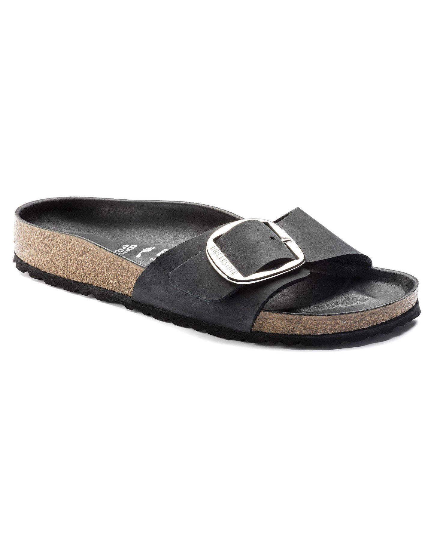 Birkenstock Madrid Big Buckle Oiled Leather Womens Sandals - Black