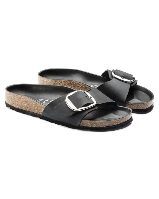 Birkenstock Madrid Big Buckle Oiled Leather Womens Sandals - Black