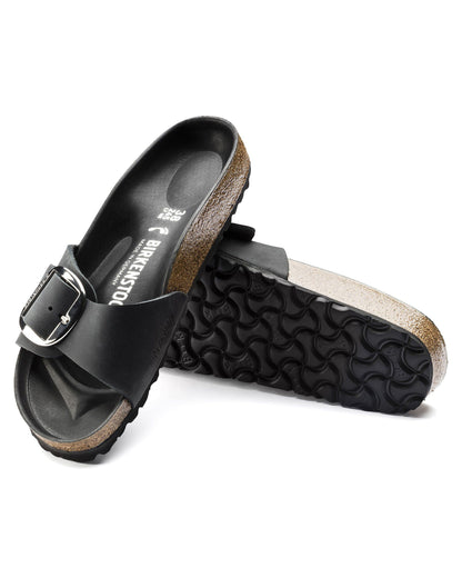 Birkenstock Madrid Big Buckle Oiled Leather Womens Sandals - Black