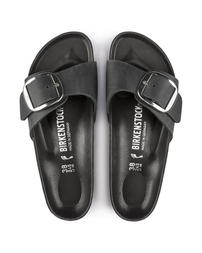 Birkenstock Madrid Big Buckle Oiled Leather Womens Sandals - Black