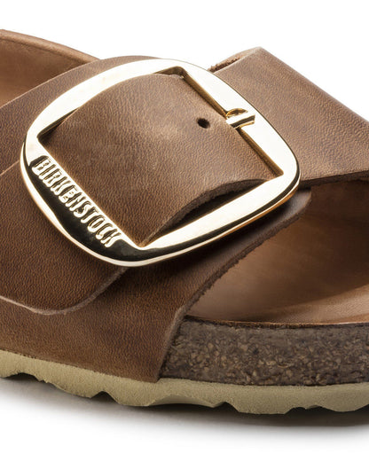 Birkenstock Madrid Big Buckle Oiled Leather Womens Sandals - Cognac