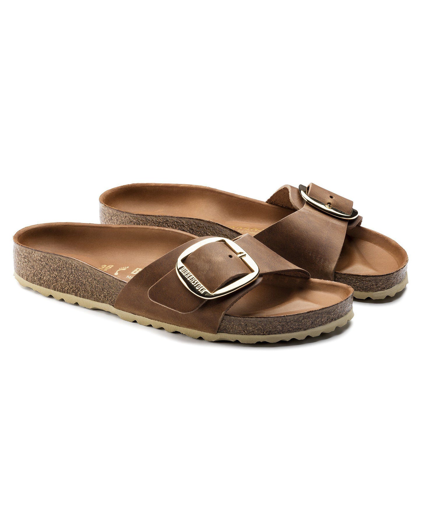Birkenstock Madrid Big Buckle Oiled Leather Womens Sandals - Cognac