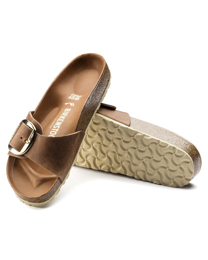 Birkenstock Madrid Big Buckle Oiled Leather Womens Sandals - Cognac