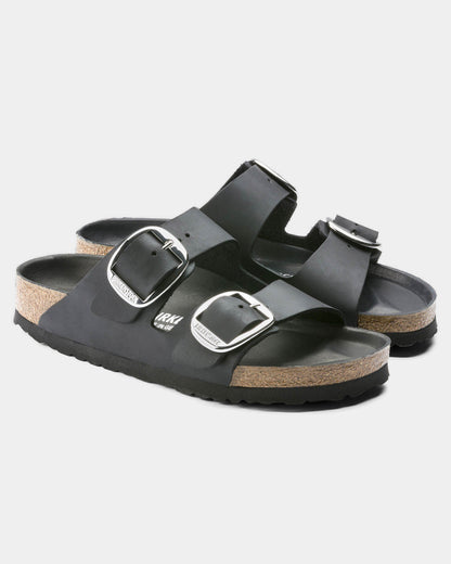 Birkenstock Arizona Big Buckle Oiled Leather Womens Sandals - Black | CHO | Designer Womens Sandals