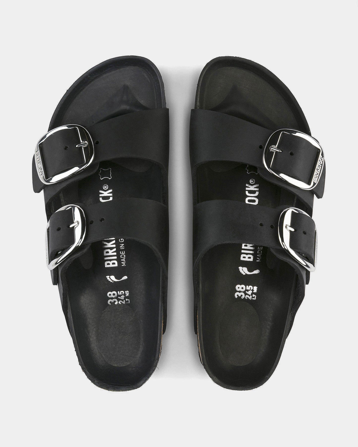 Birkenstock Arizona Big Buckle Oiled Leather Womens Sandals - Black | CHO | Designer Womens Sandals