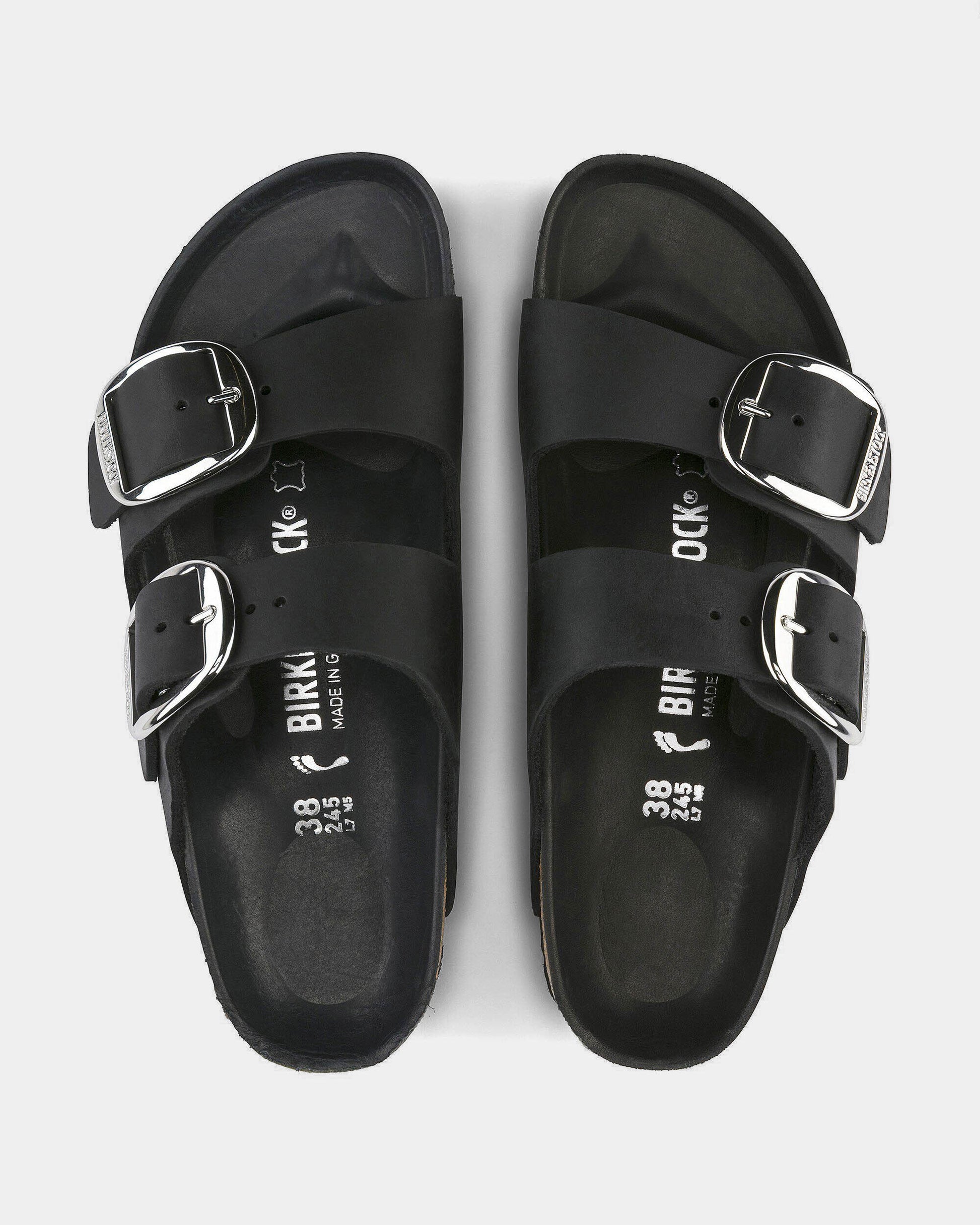 Birkenstock Arizona Big Buckle Oiled Leather Womens Sandals - Black | CHO | Designer Womens Sandals