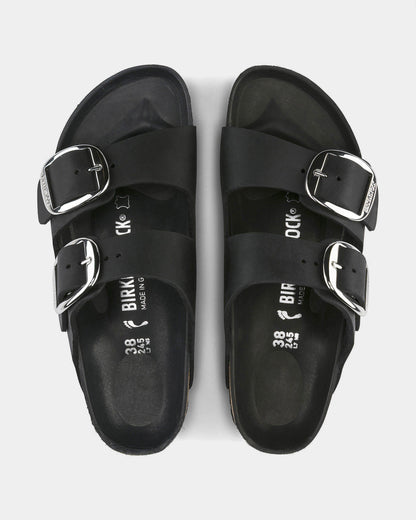 Birkenstock Arizona Big Buckle Oiled Leather Womens Sandals - Black | CHO | Designer Womens Sandals